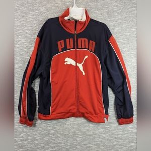 PUMA Vintage Full Zip Track Jacket Windbreaker Blue & Red #6 Size Medium